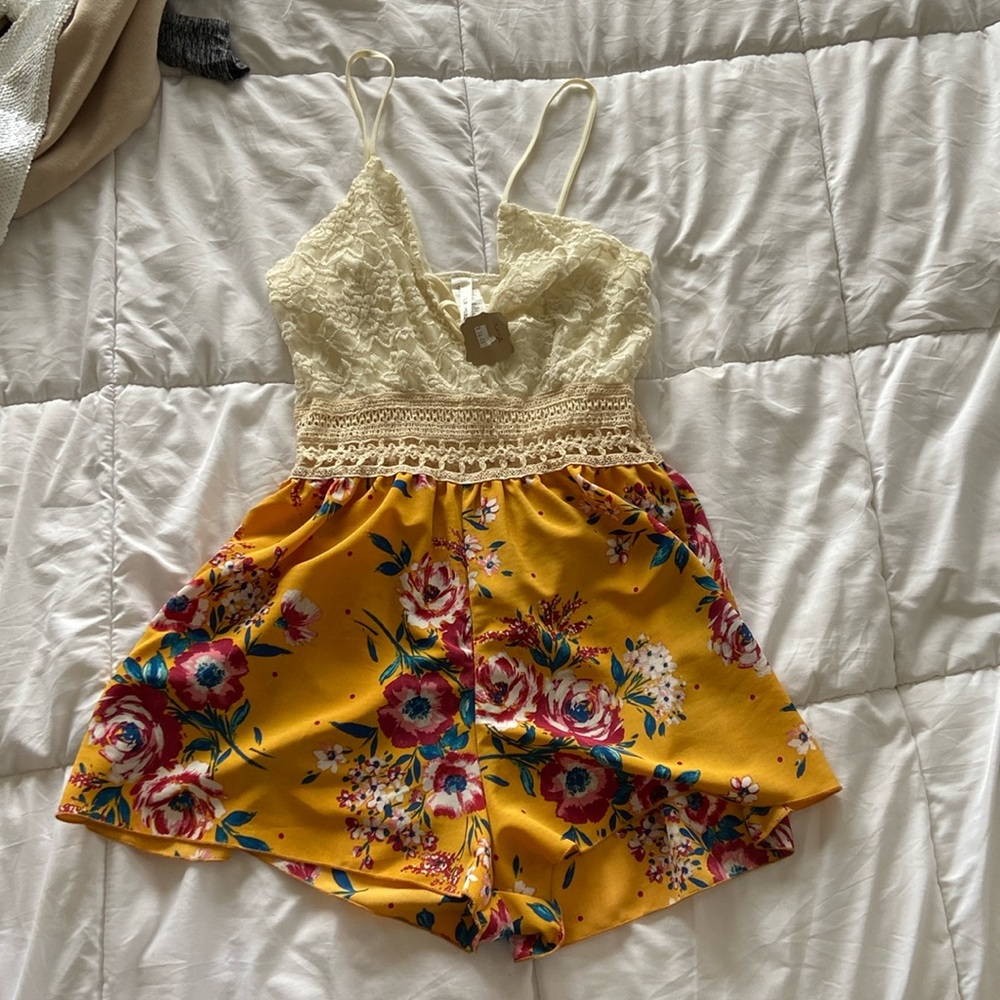 Floral and lace summer romper